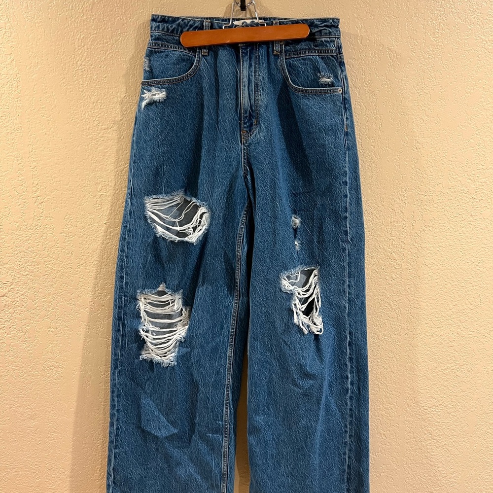 We The Free Gia CRVY Relaxed Ripped Blue Jeans